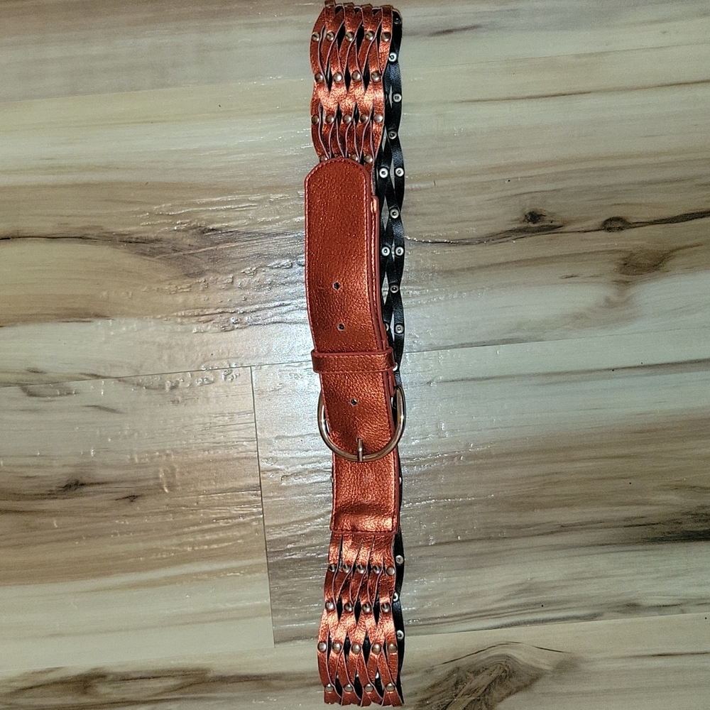 No Boundaries Red Metallic Weave Belt